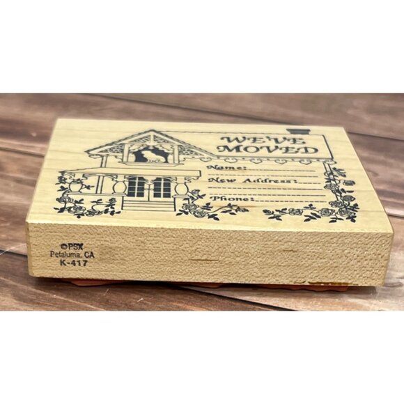 PSX K-417 WE'VE MOVED WOOD MOUNTED RUBBER STAMP HOUSE ADDRESS CHANGE POSTCARD - Picture 4 of 4